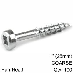 KREG Zinc Pocket Hole Screws 25mm 1.00' #7 Coarse Thread Pan Head 100c